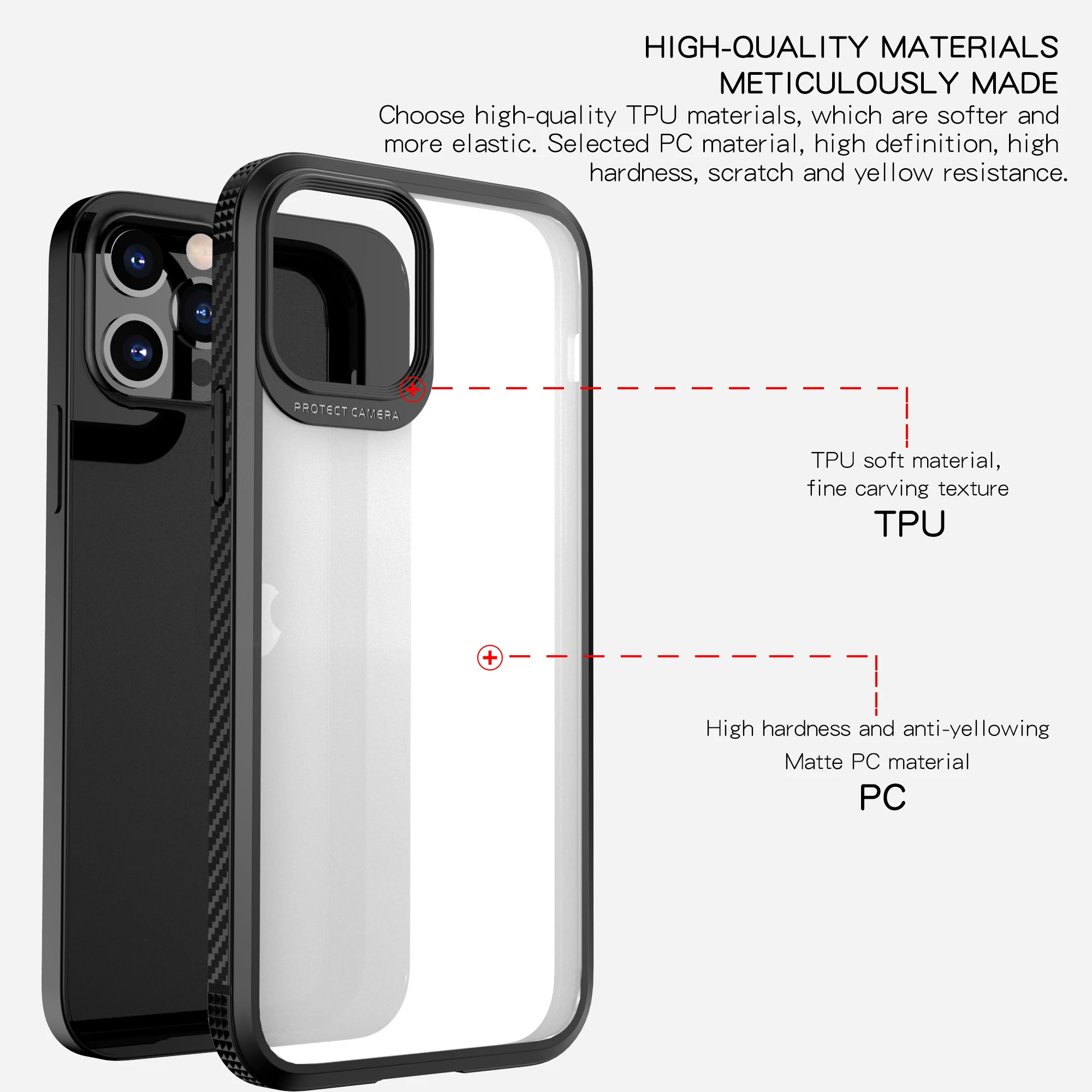 Чехол IPAKY для iPhone 12 ТПУ PC Pro бампер из углеродного волокна матовая прозрачная