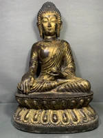 22tibet buddhism old bronze cinnabar lacquer shakyamuni medicine buddha sitting buddha enshrine the buddha