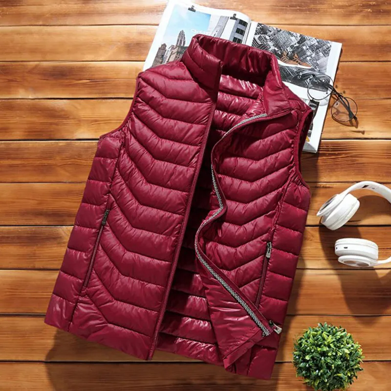 Жилет мужской на белом утином пуху модный ультралегкий Повседневный безрукавка свободный утепленный жилет