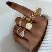 vintage new women 5 pcsset creative geometry joint ring set jewelry 2021