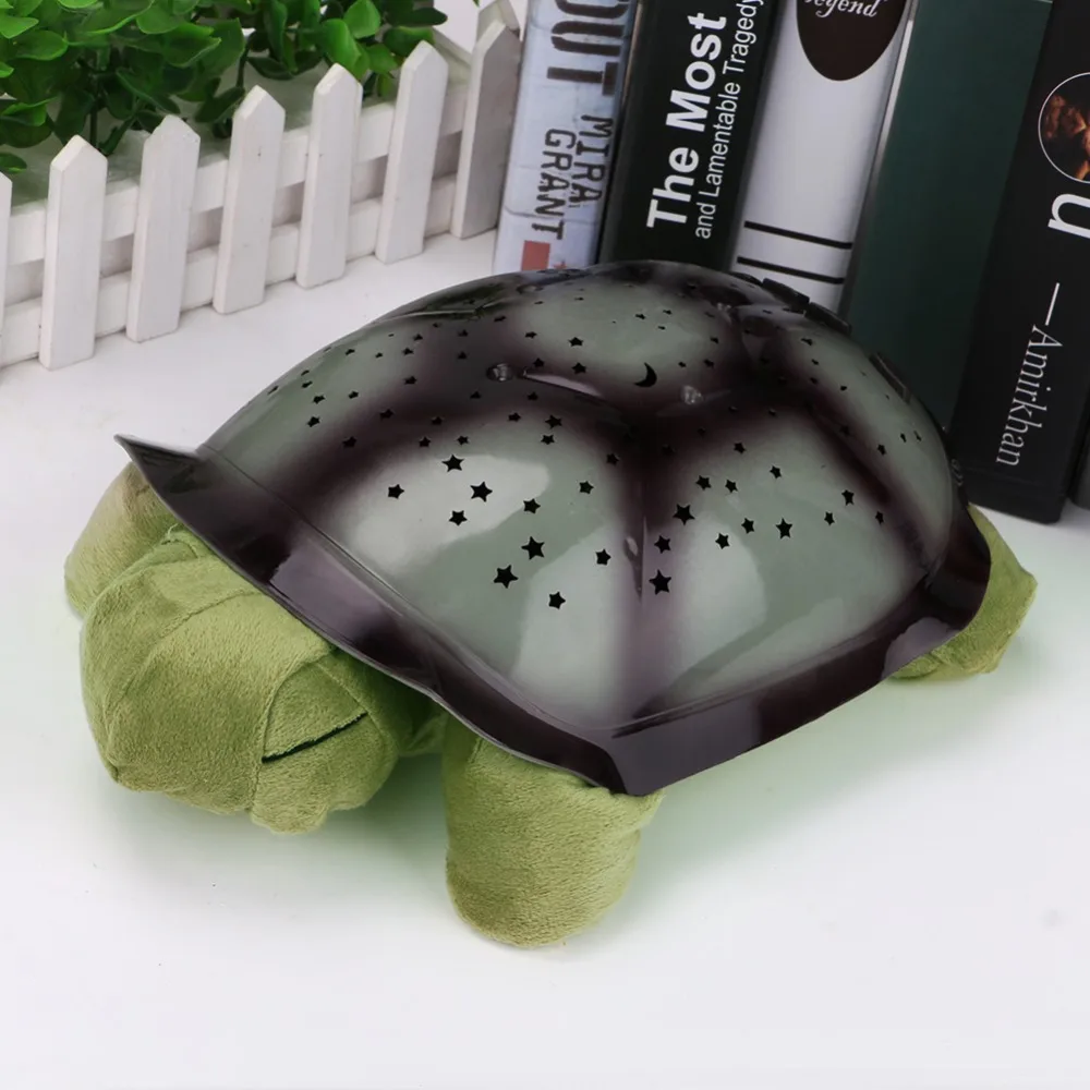 Night Lamp USB Powered Plush Bedroom Nightlight Coquimbo Sleeping Turtle Nursery Night Light With Baby Music Projector Star