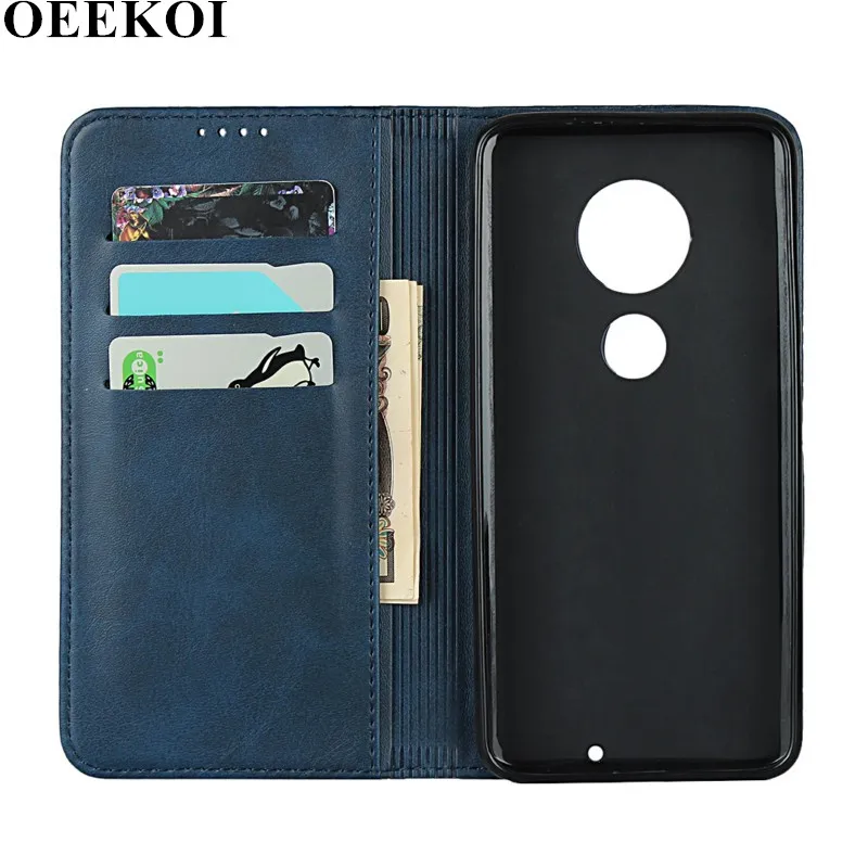 Кожаный чехол-бумажник OEEKOI с магнитной застежкой в полоску для Moto G7 | Мобильные