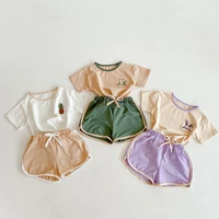 MILANCEL 2021 Summer New Kids Suit Embroidery Toddler Set O-neck Tees and Loose Shorts 2Pcs Casual Infant Clothes