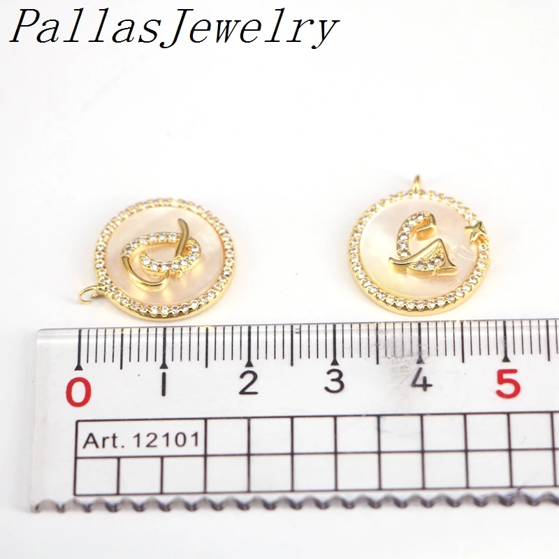 

10Pcs High quality shell pendant,Inital letters cubic zircon charm jewelry,exquisite bracelet/necklace making