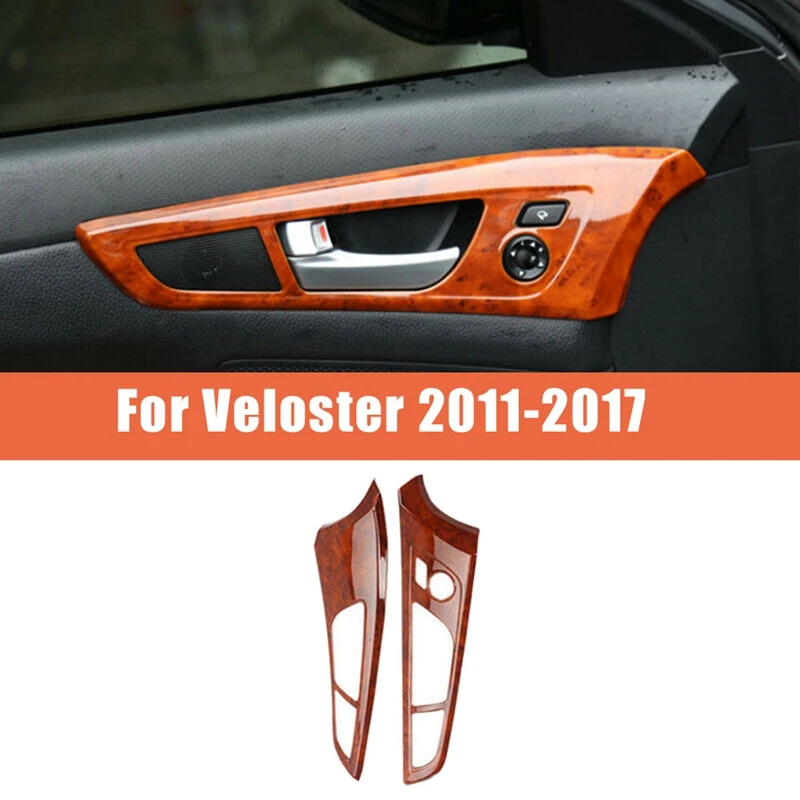 

2Pcs Peach Wood Grain Interior Inner Door Handle Cover Trim Panel Strip for Hyundai Veloster 2011-2017 Decoration