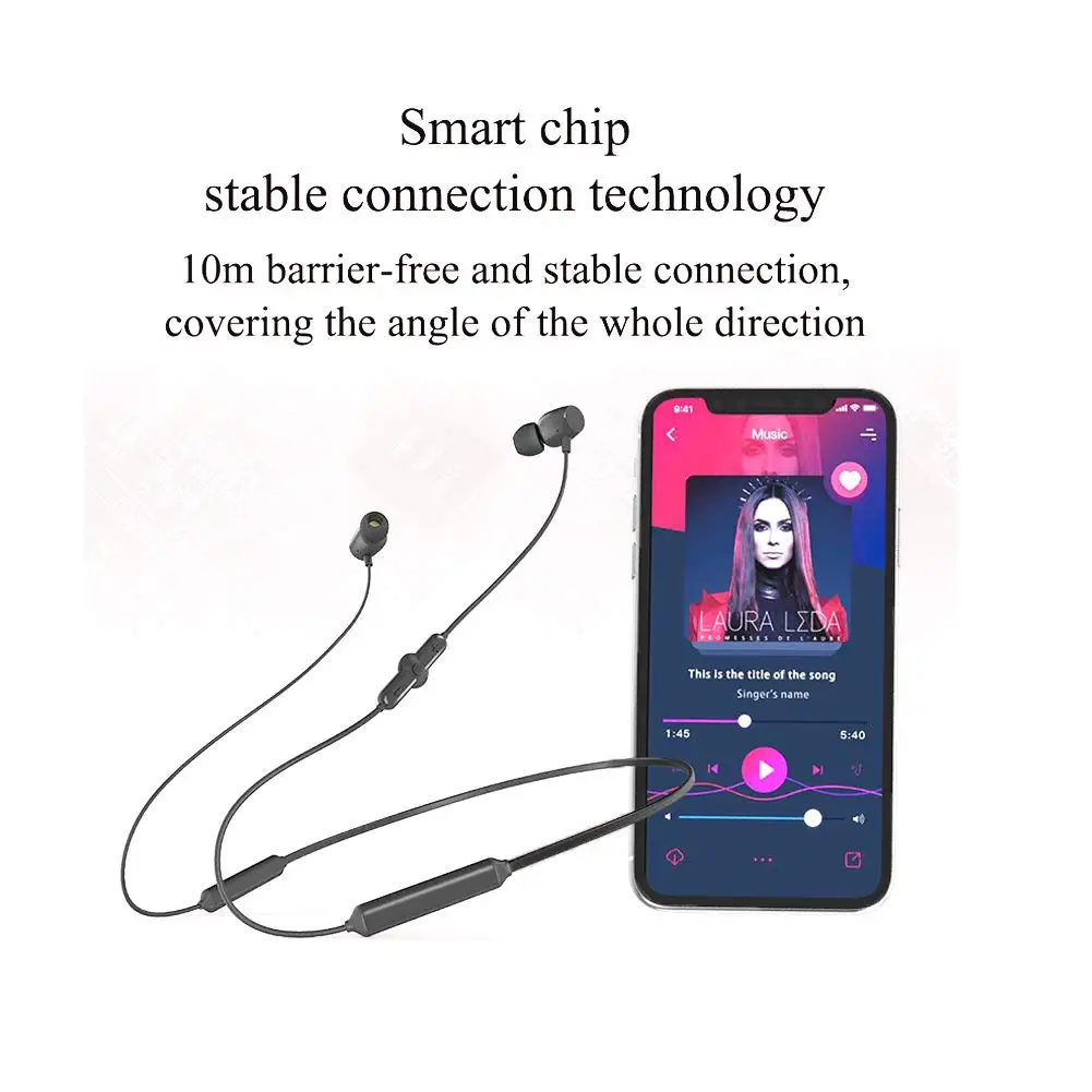 Спортивные Беспроводные наушники с шейным ободом Bluetooth гарнитура микрофоном для