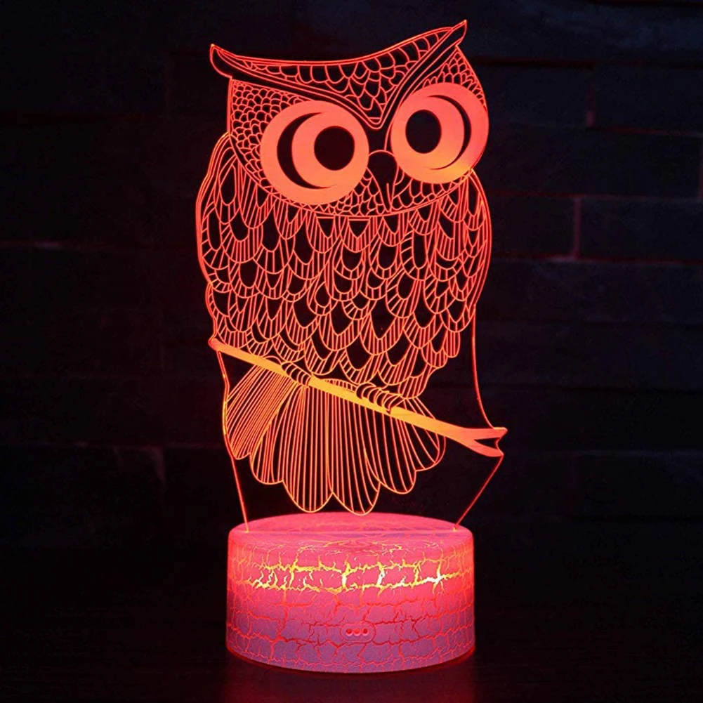 

3D LED Acrylic Lamps Owl Model Touch Remote Control Bedside Table Light Ornament For Home Kids Room Decoration Gift For Children