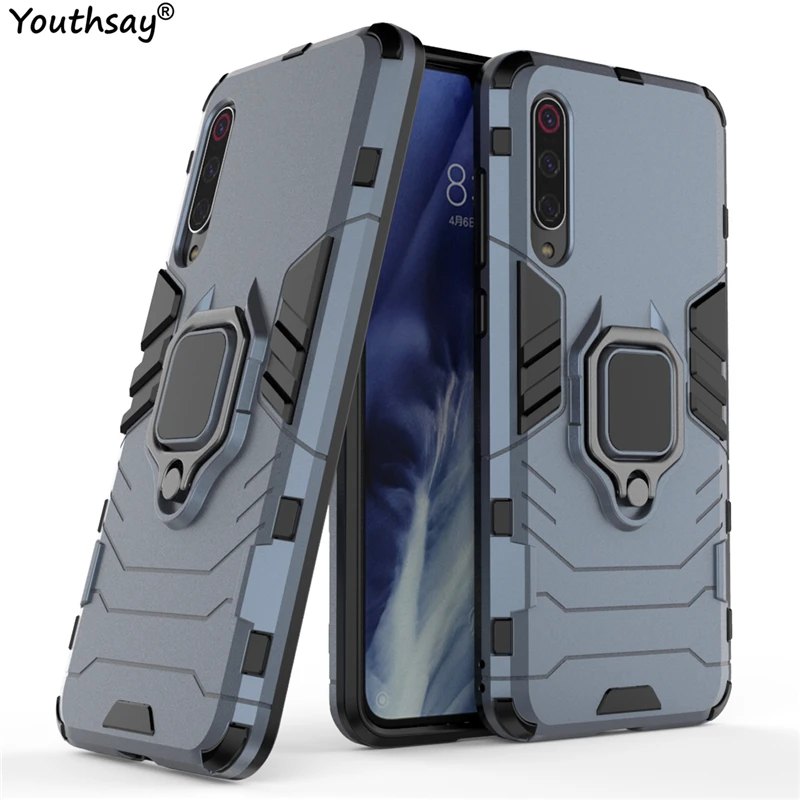 

For Xiaomi Mi 9 Pro Case Cover For Xiaomi 9 Pro Finger Ring Robot Rubber Armor Hard PC Protective Phone Case For Xiaomi Mi 9 Pro