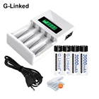 Зарядное устройство для aa 4 слота зарядное устройство с ЖК-дисплеем + 4 шт. aa батареи 3000 мАч nimh батареи aa перезаряжаемые батареи