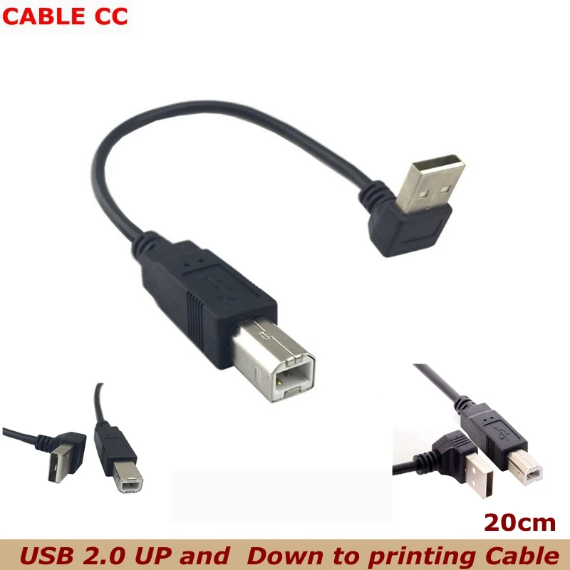 

New 0.2M USB 2.0 A male Upper Corner to USB B Male B Type BM Upper Corner Printer Scanner 90 Degree Cable 20cm BM Angle Cable
