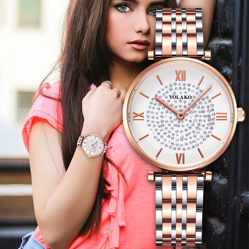 Новинка роскошные женские часы Звездные бриллианты металлическая шкала со