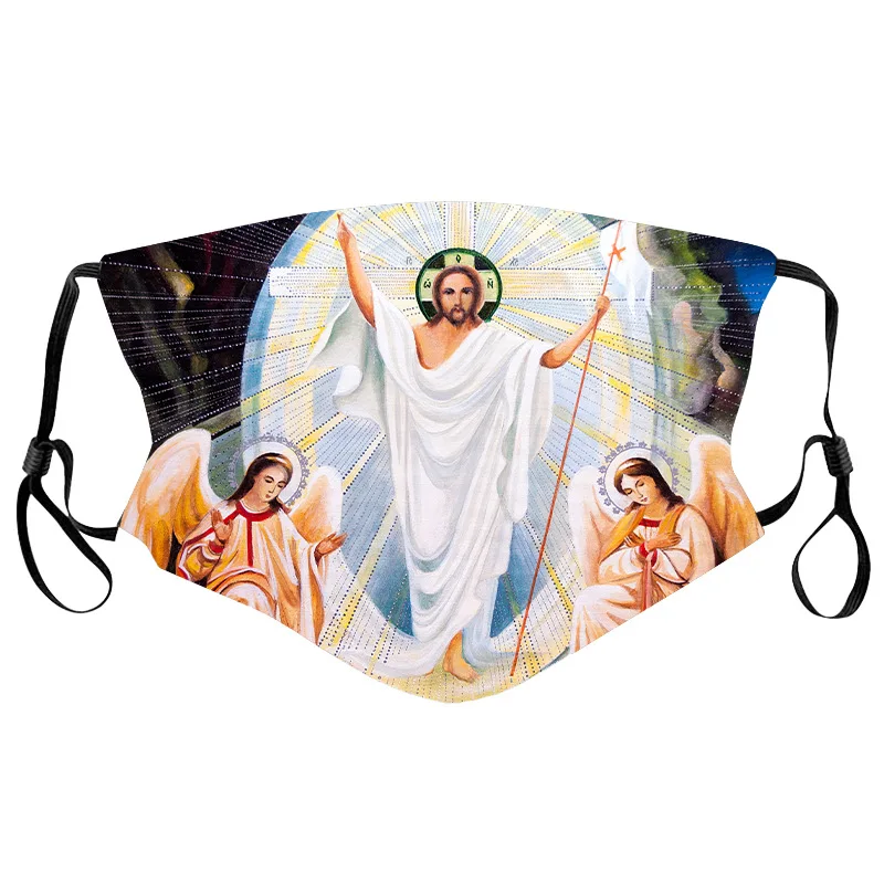 

Jesus Face Mouth Masks Sunscreen Funny 3d Printed Washable Reusable Cloth Face Mask Adjustable Outdoor Mascarillas