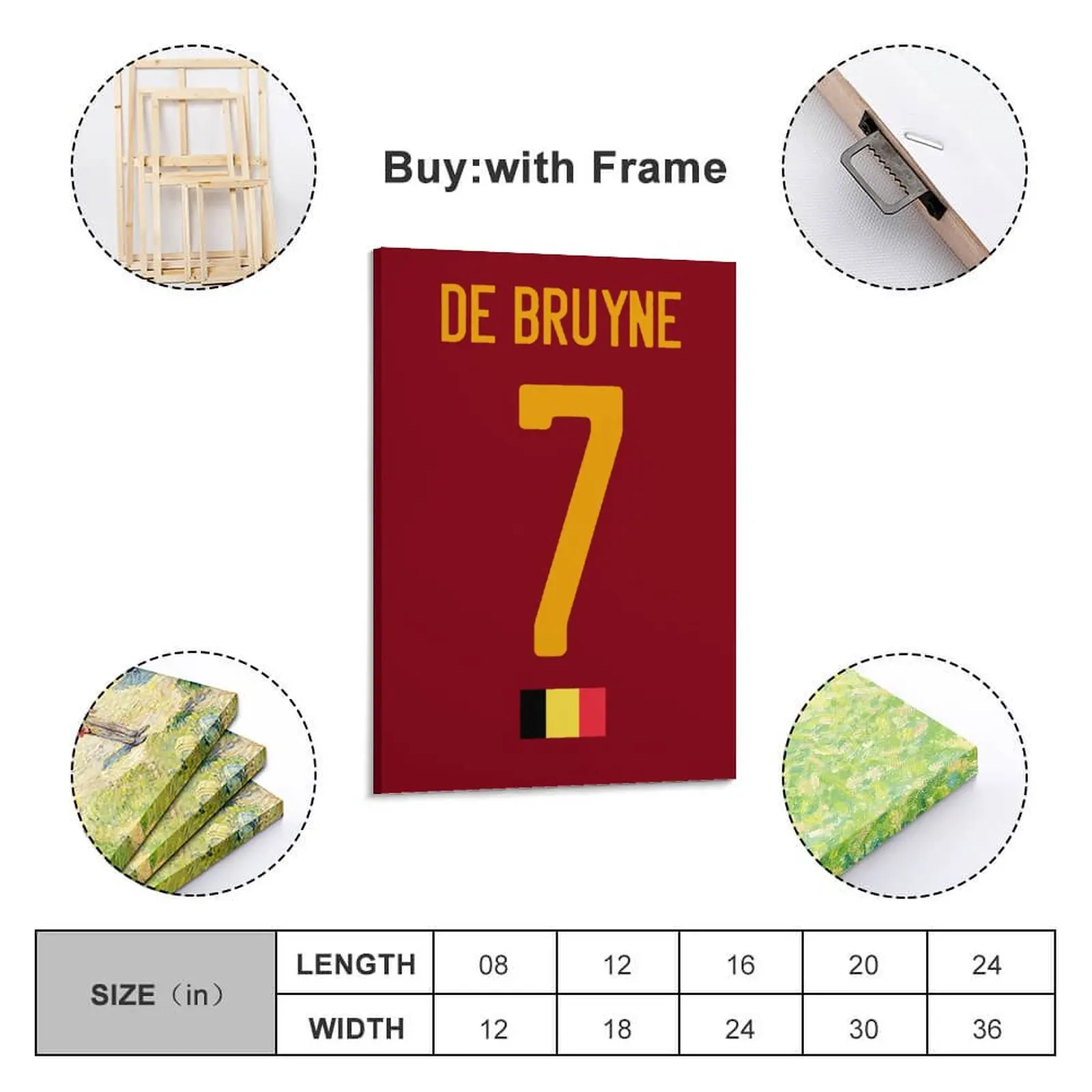 

Decor 7 Kevin De Bruyne Flag of Belgium Print Painting Canvas Picture for Living Room Wall Room Posters With Frame Modern Home
