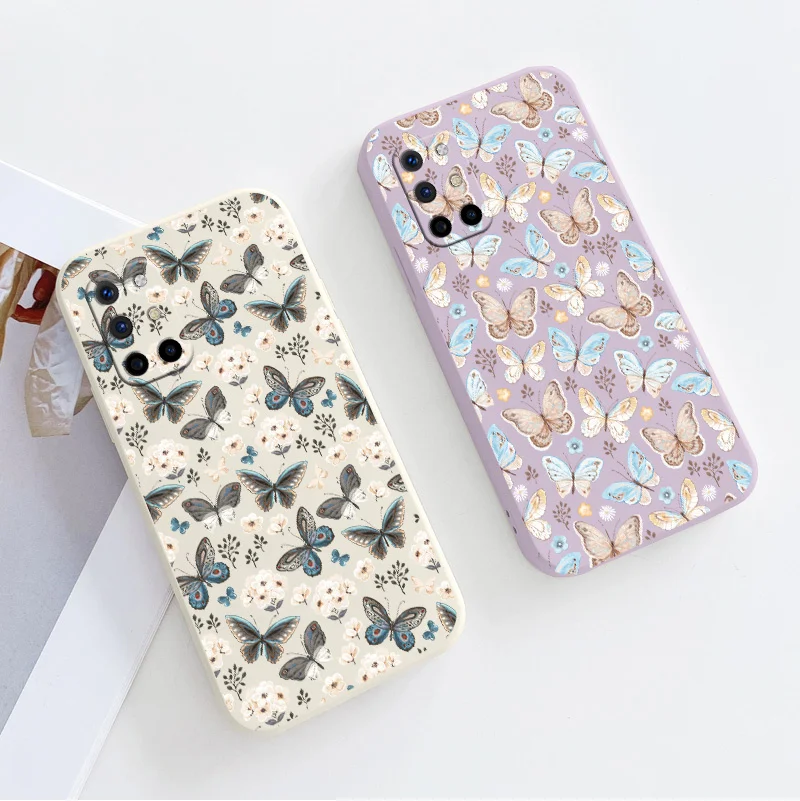 

Camera Lens Protection Butterfly Liquid Silicone Case For Oneplus 8t 9 9pro 9r pro Soft Phone Back Cover Case