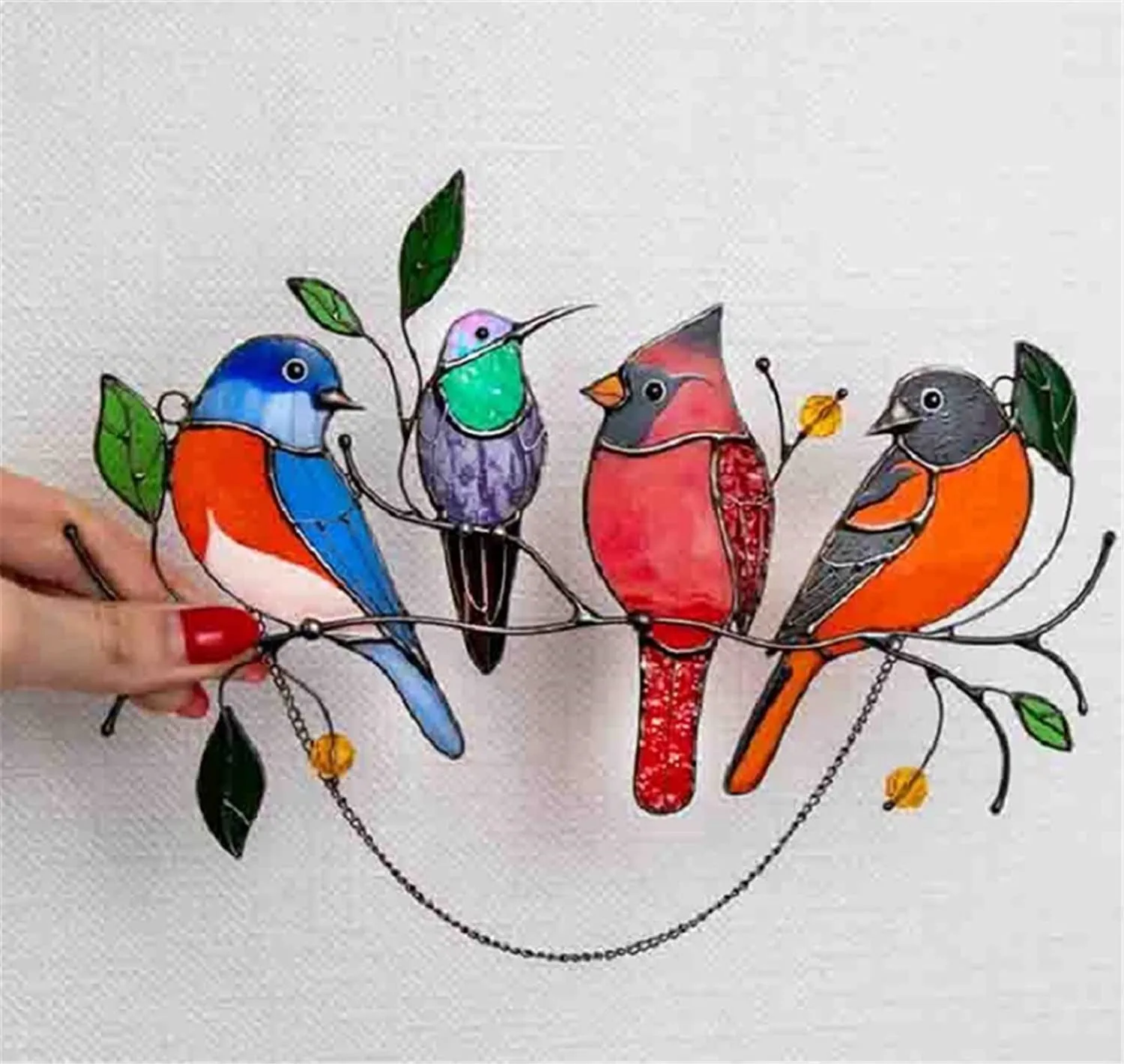 

Multicolor Birds On A Wire High Suncatcher Window Panel, Bird Series Ornaments Home Decoration Accessories Decoracion Salon Casa