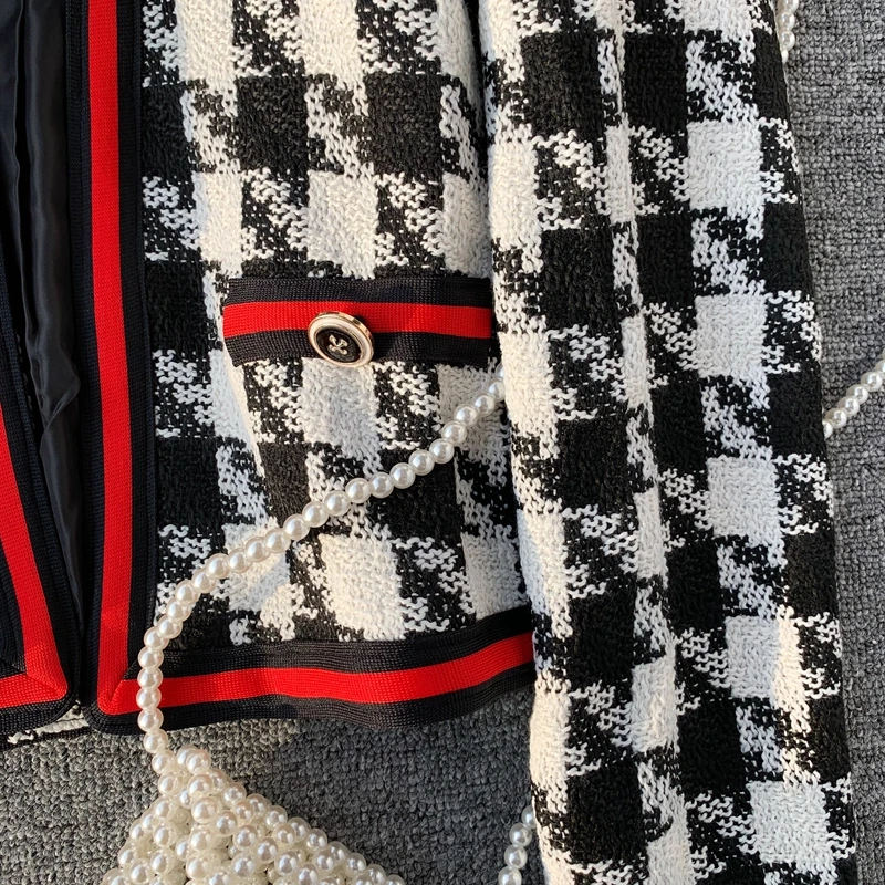 

JCHB 2021 Elegant sweet wind of new autumn winters autumn wool coat short plover case long sleeve cardigan suit coat patchwork