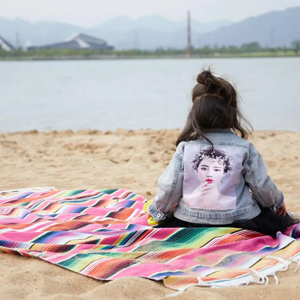 Мексиканский стиль искусственный радужный узор хлопковая цветная полоска шаль