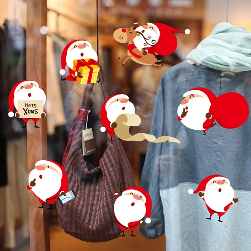 Новогодняя оконная стеклянная Съемная Наклейка на стену Рождество DIY наклейки