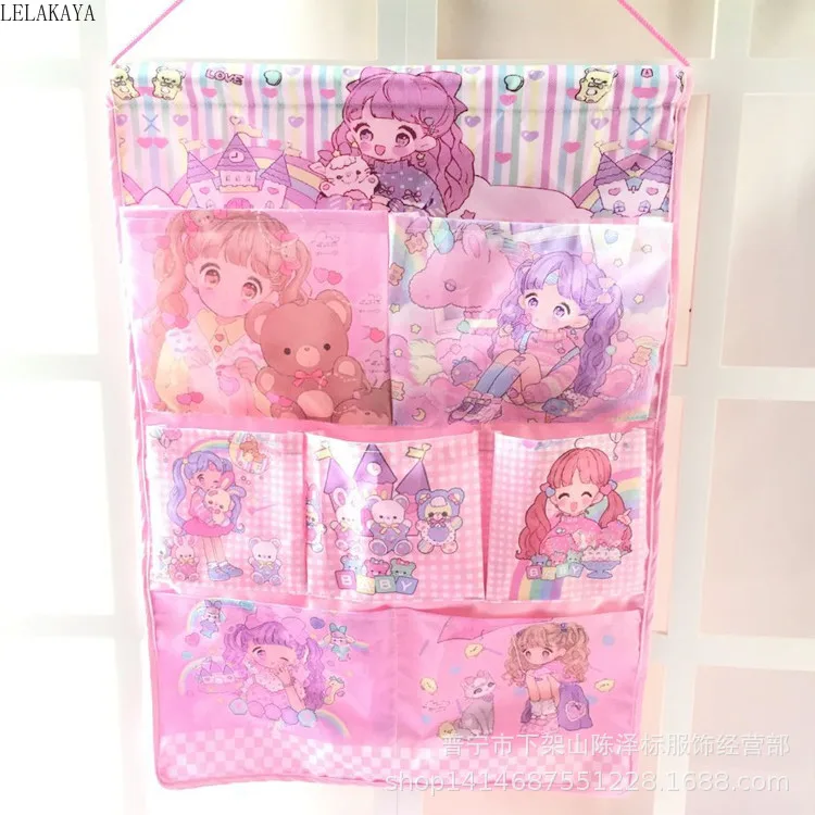 

Cartoon Pink Moon cute Action Figure Cloth Girls Cosmetic Storage Bags Fashion Wall Hanging Bag Beauty Case Organizer New