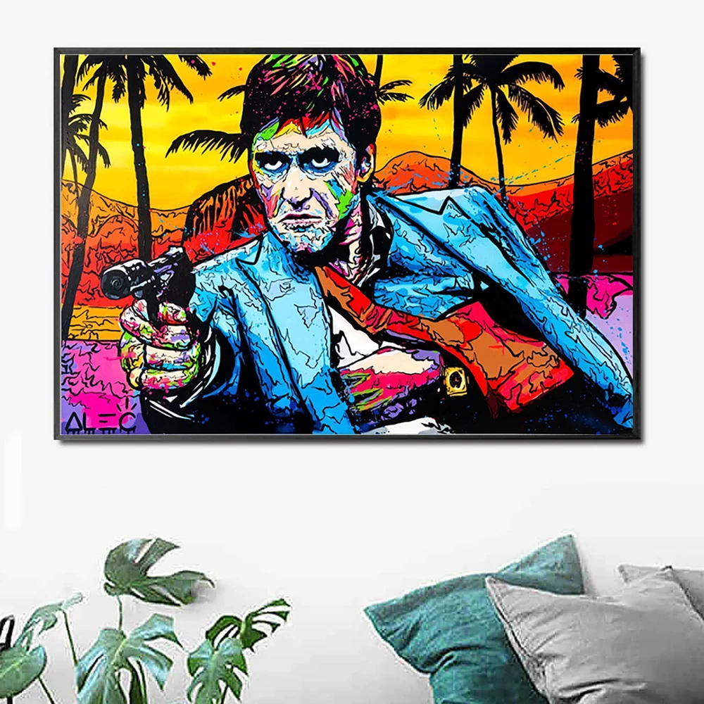 

Abstract Graffiti Tony Montana Portrait Canvas Print Painting Street Art Figure Living Room Wall Picture Home Decoration Poster