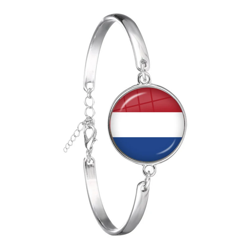 Soviet Union Brazil Canada Netherlands Israel Syria Venezuela United States Spain National Flag Glass Cabochon Chain Bracelet | Украшения и