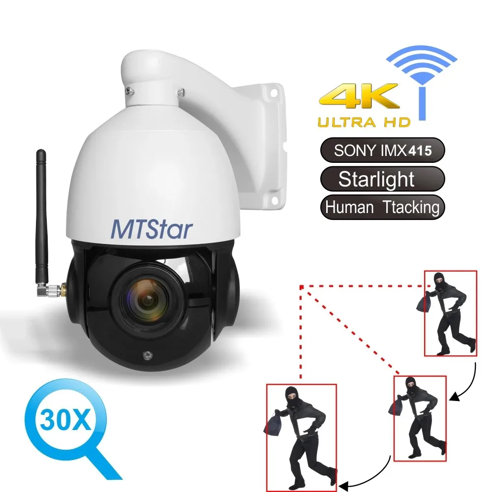 

8MP 4K PTZ IP Camera Wifi Outdoor Human AI Auto Tracking 30x Zoom Onvif CCTV Dome P2P Audio Security Camera Camhi wifi PTZ