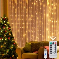 led fairy lights christmas decoration remote usb wedding garland curtain 3m lamp holiday for bedroom bulb outdoor new year 2022