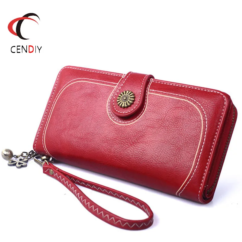 Брендовый винтажный женский кошелек на молнии Женский Длинный для монет женские