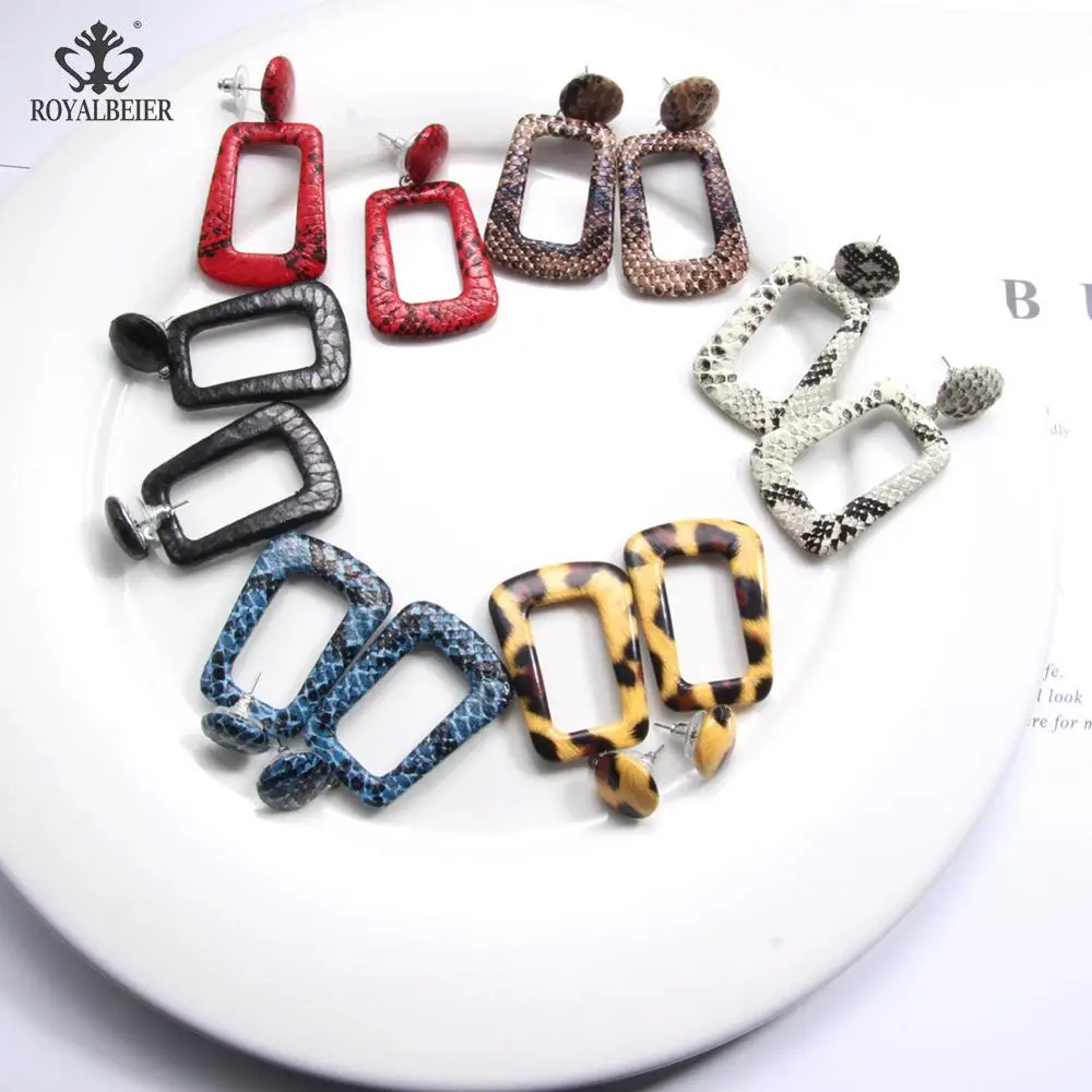 Женские винтажные серьги капельки большие геометрические в виде змеиной