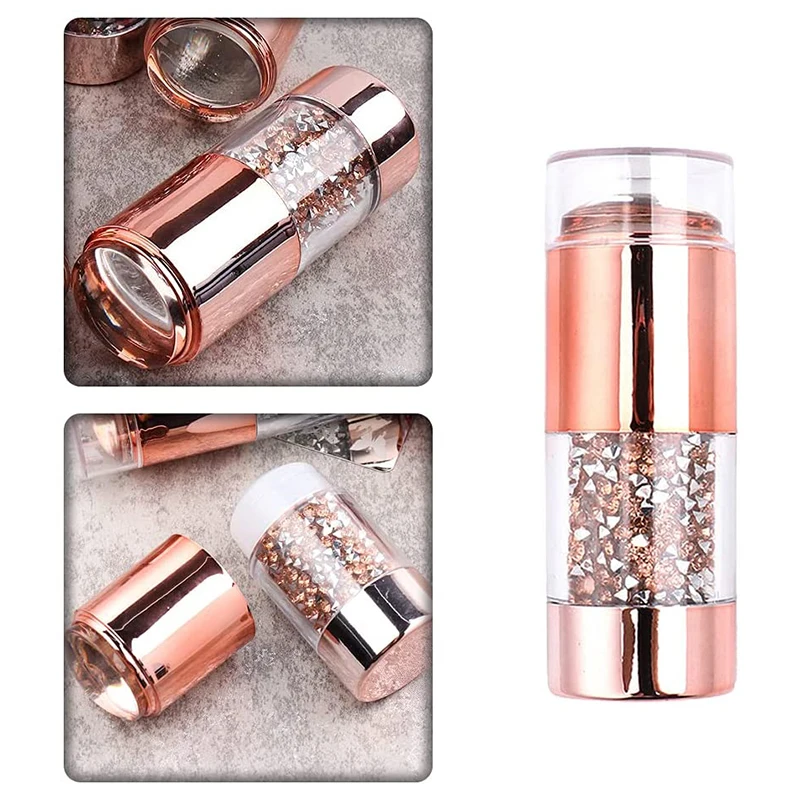 

3Pcs/lot Double-ended Silicone Nail Stamper Stamping Plate Jelly Crystal Handle with Cap Nail Art Stamp Stencil Scraper Tools