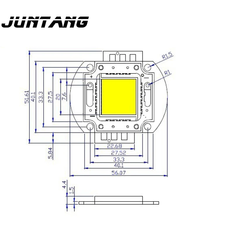 Светодиоды High-power led COB с подлинной американской микросхемой Bridgelux на 10Вт/20Вт/30Вт/40Вт/50Вт/100Вт/300Вт с золотой проволокой и медной кронштейном.