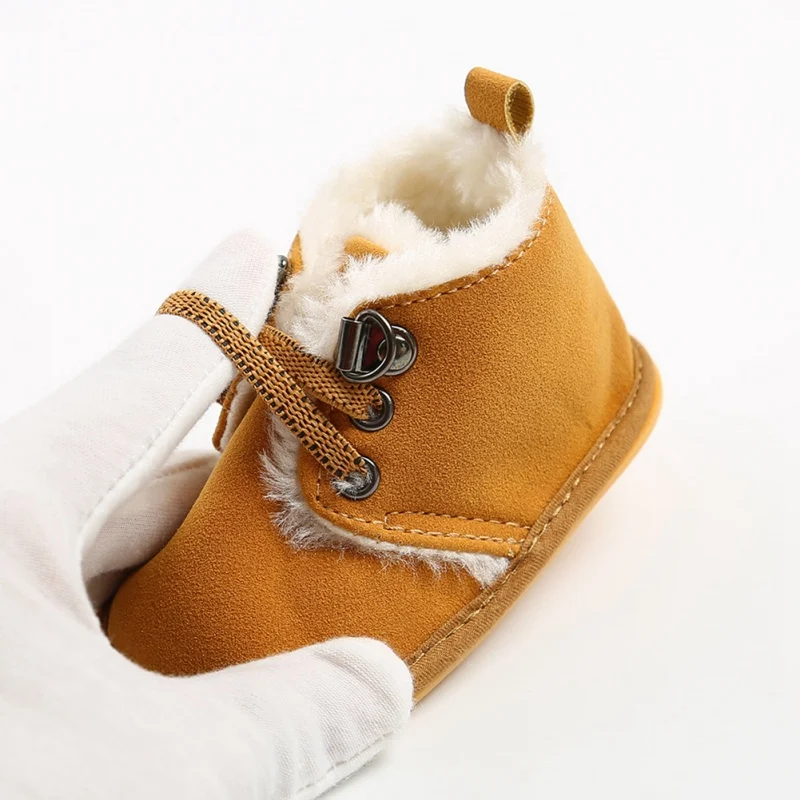 Solid Lace-Up Bayi Boots Cross-seri Musim Gugur/Musim Dingin Sepatu Bayi Untuk Bayi Hangat beludru Mewah Boots Sepatu 0-18M