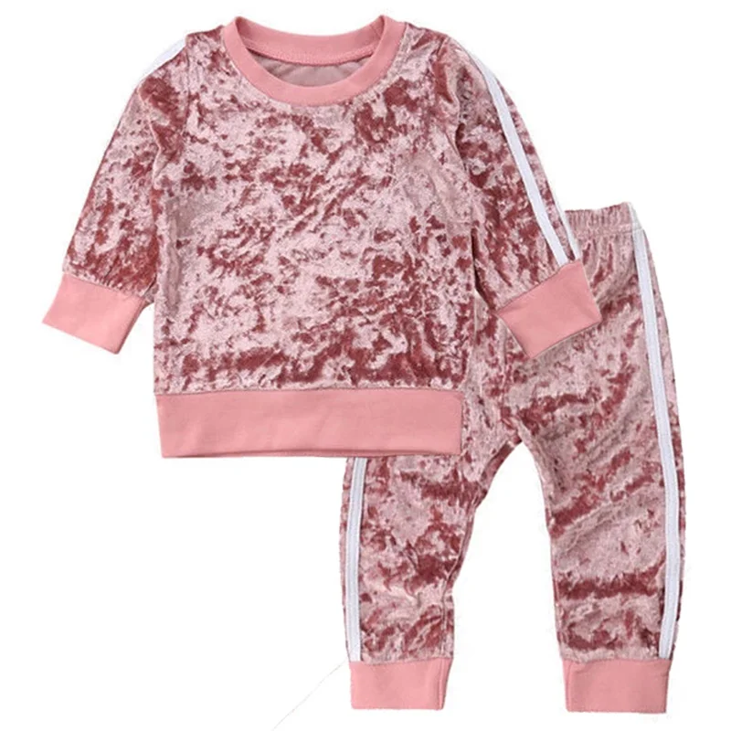 Спортивный костюм для маленьких девочек весенне осенний вельветовый комплект с