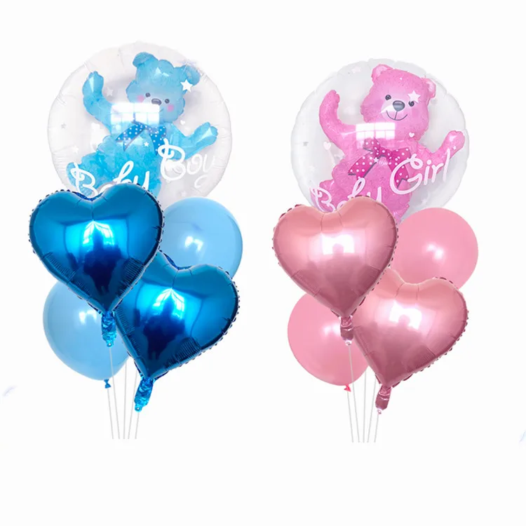 4D прозрачные голубые розовые воздушные шары для маленьких мальчиков и девочек из