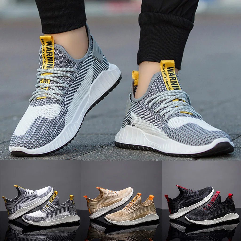 

SAGACE Men's casual breathable mesh light outdoor lace sports shoes men's flying woven mesh cushion soft bottom sports shoes