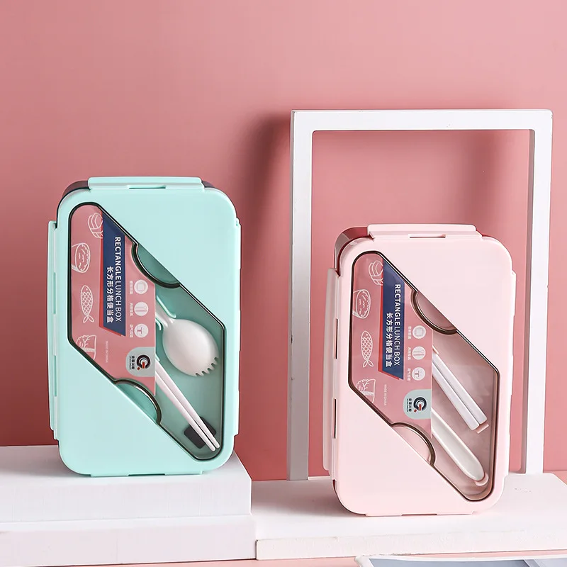 

Microwave Lunch Box Leakproof Cute Dinnerware with Spoon Chopsticks Food Storage Container Children Kids School Office Bento Box