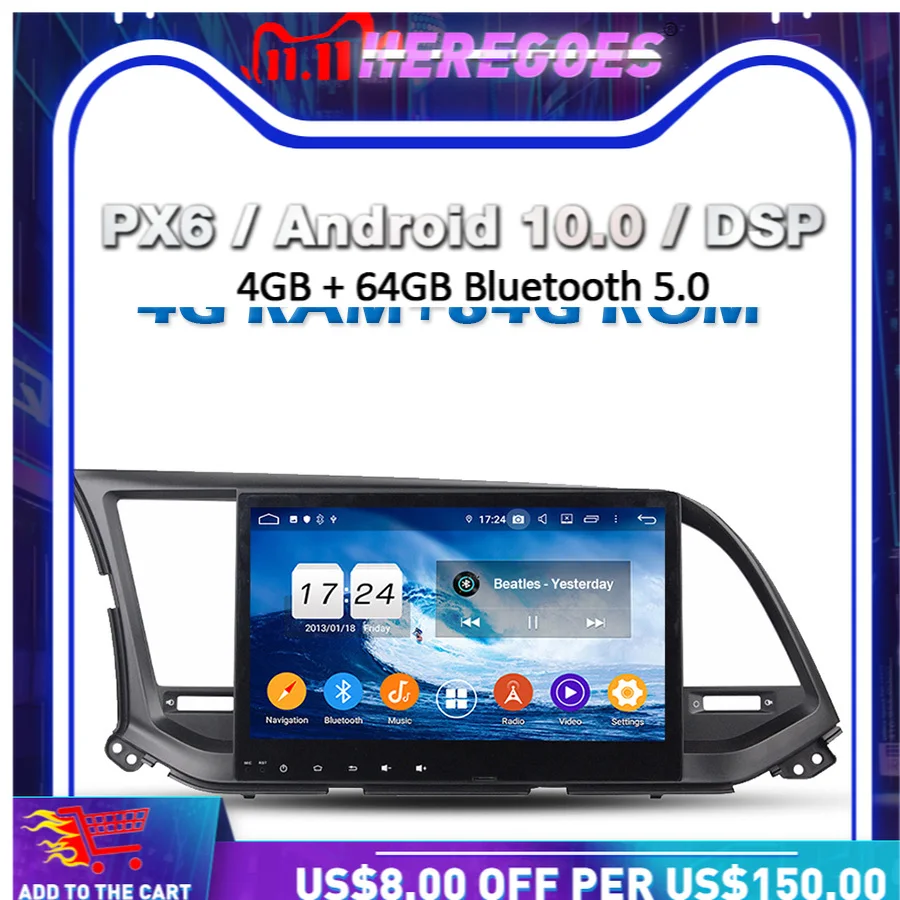 PX6 IPS DSP Android 10 0 4 Гб + 64 ГБ Автомобильный dvd плеер GPS карта RDS радио Wifi Bluetooth 5 для Hyundai