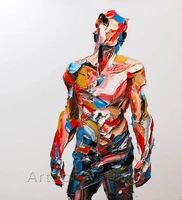 modern abstract palette knife figure oil painting expressionist art heavy texture colorful impasto canvas decoration salon