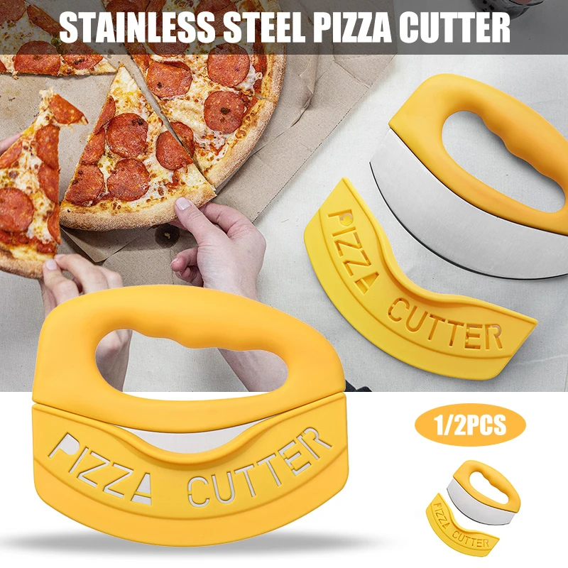 Stainless Steel Ring Cutter for Pizza Cheese Multi-function Curved Chopper with Protective Lid 1/2 Pack MUMR999 | Дом и сад
