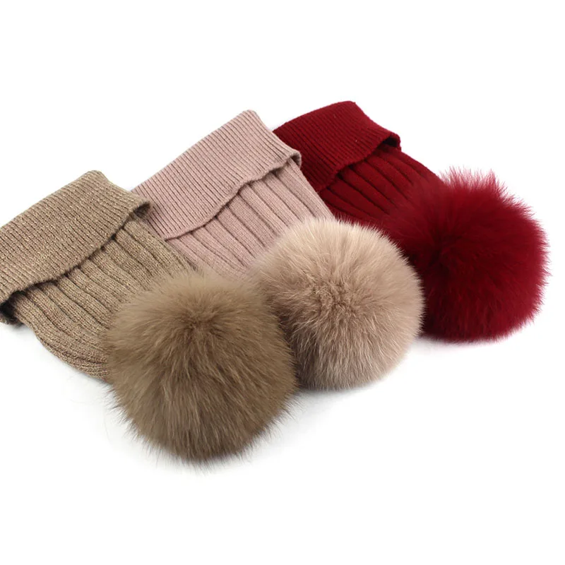 Женская зимняя шапка из натурального меха с лисьим мехом | Аксессуары для одежды