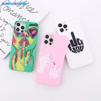 trendy creative middle finger protection phone case for iphone 11 12 13pro max xr xs x 8 7plus soft tpu colorful phone cover