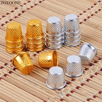 10pcs silver gold color sewing thimbles metal finger protector tools diy craft accessories household sewing embroidery tools e