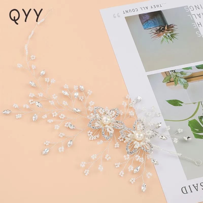 Женская Гибкая повязка на голову с кристаллами и цветами | Украшения аксессуары