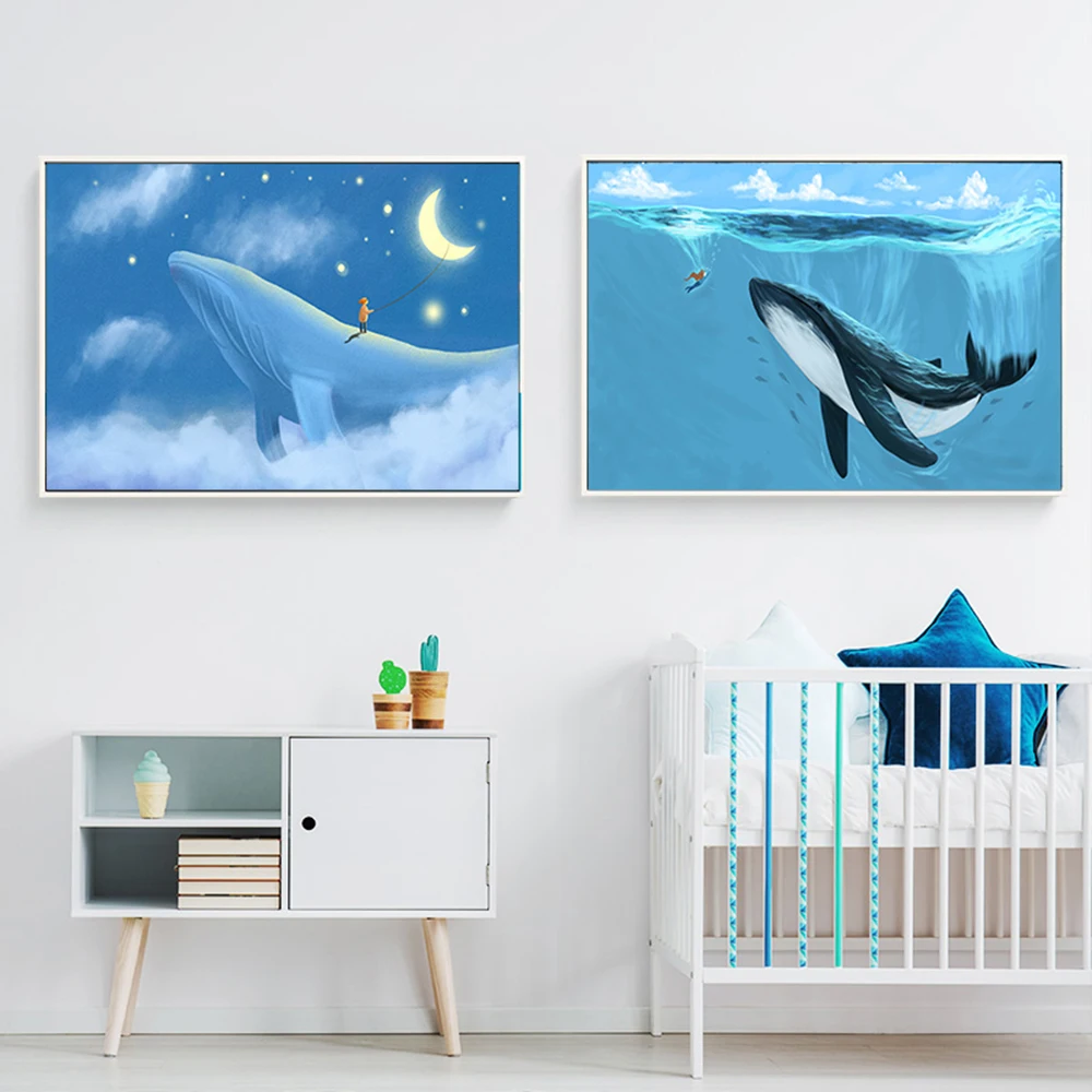 Постеры и принты из мультфильма Humpback Whales Картина на холсте настенное изображение