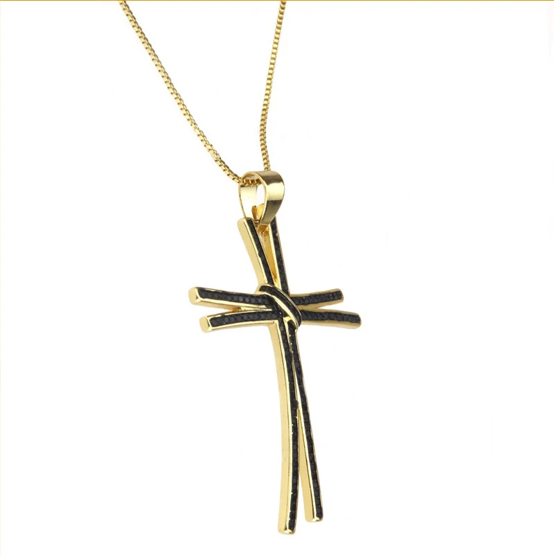 SUNSLL модное золотое ожерелье нового дизайна циркониевое с кулоном крестом