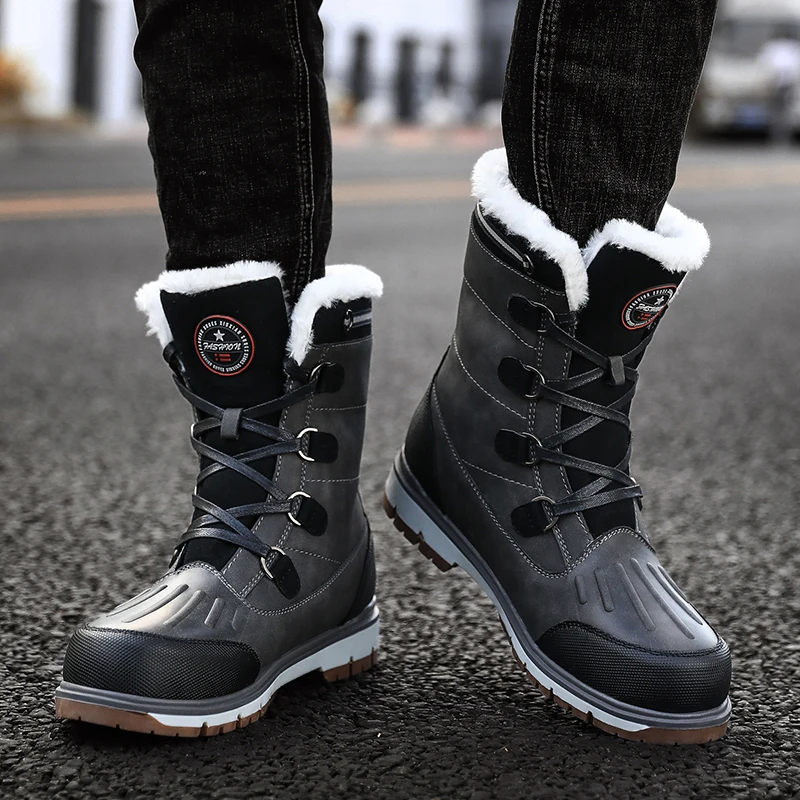 

Autumn and winter new men's plus velvet warm snow boots plus size couple waterproof non-slip winter lamb velvet cotton boots