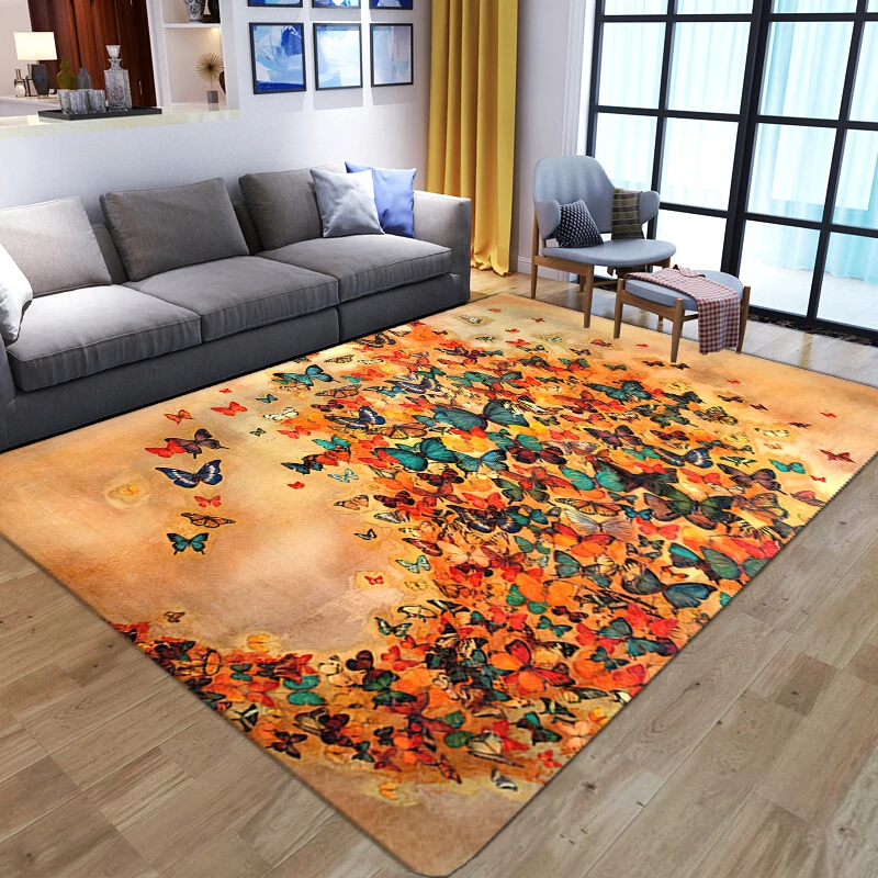 

Gorgeous Butterfly 3D Print Area Rug Kids Play Game Floor Mat Soft Flannel Memory Foam Carpet for Home Living Room Bedroom Decor