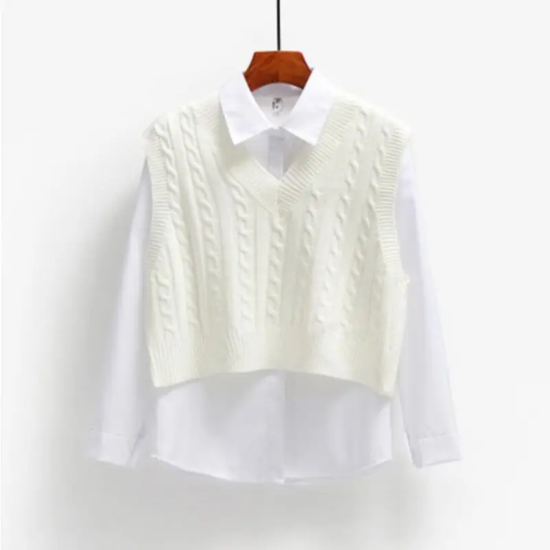 

Women Short Knitted Sweater Sleeveless Women Loose Sweater Vest Ladies V-Neck Pullover Tank Tops Waistcoat Female Coats JW9899