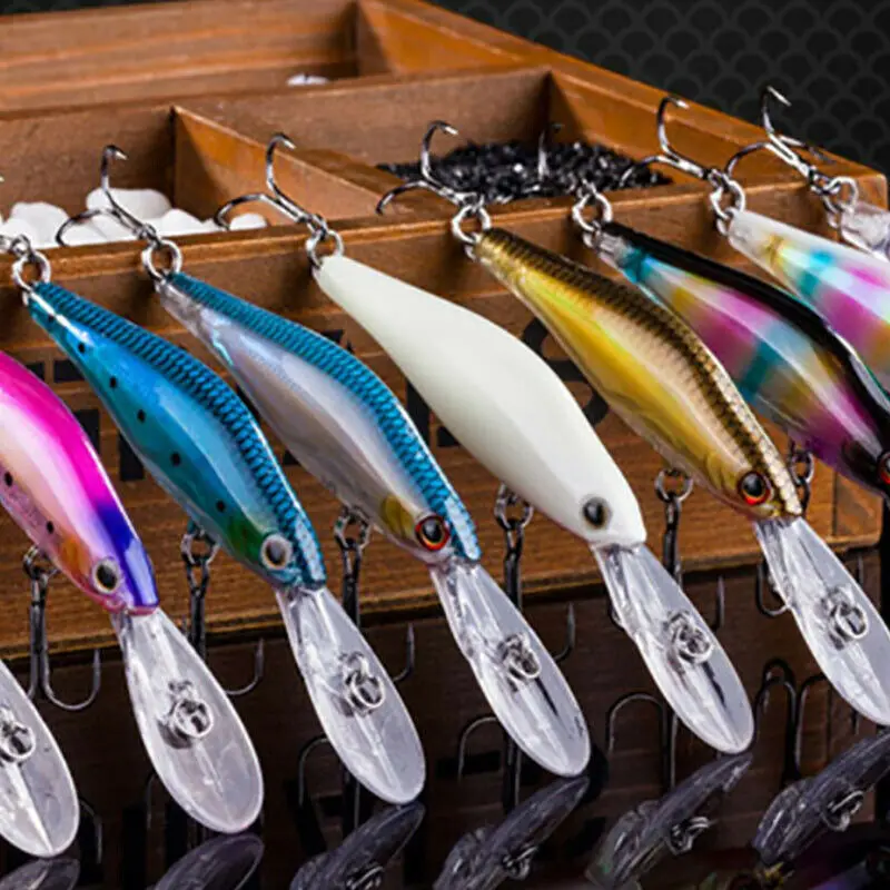 

10pcs/lot 7.3g 9cm Floating Minnow Bait Diving Lip Hard Fishing Lures w/ PVC Box