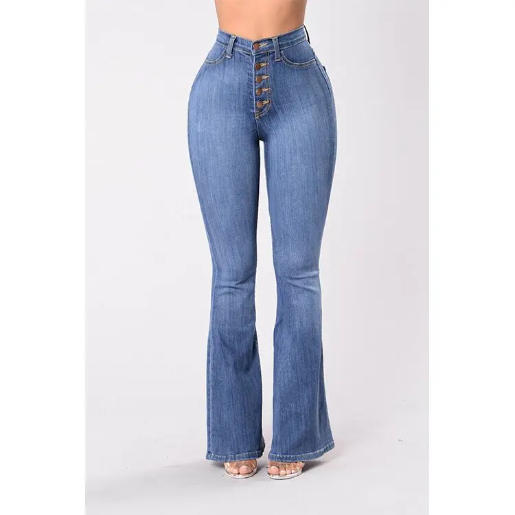 Plus Size S-4XL Women's Jeans High Waist Denim Flare Pants Street Style Blue Skinny Sexy Vintage Ladies Bell Bottom Jeans